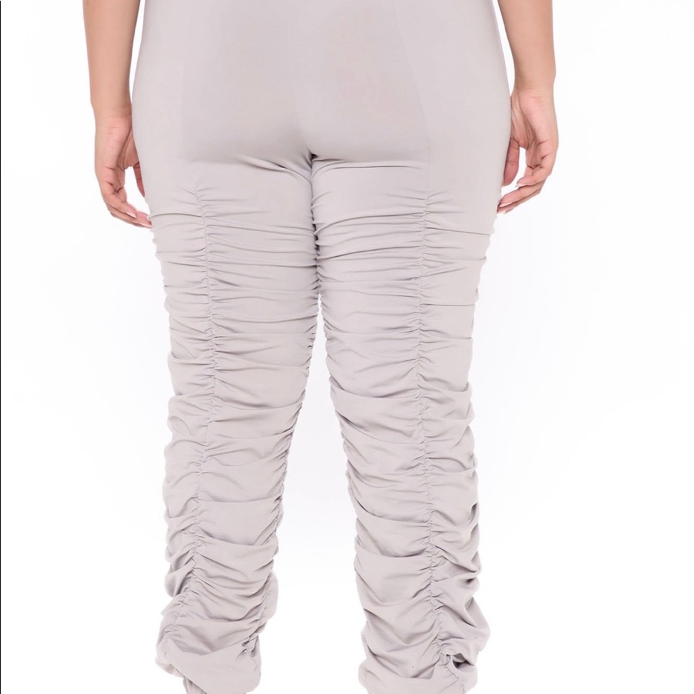 Jaden Ruched Tigh waist pant-silver